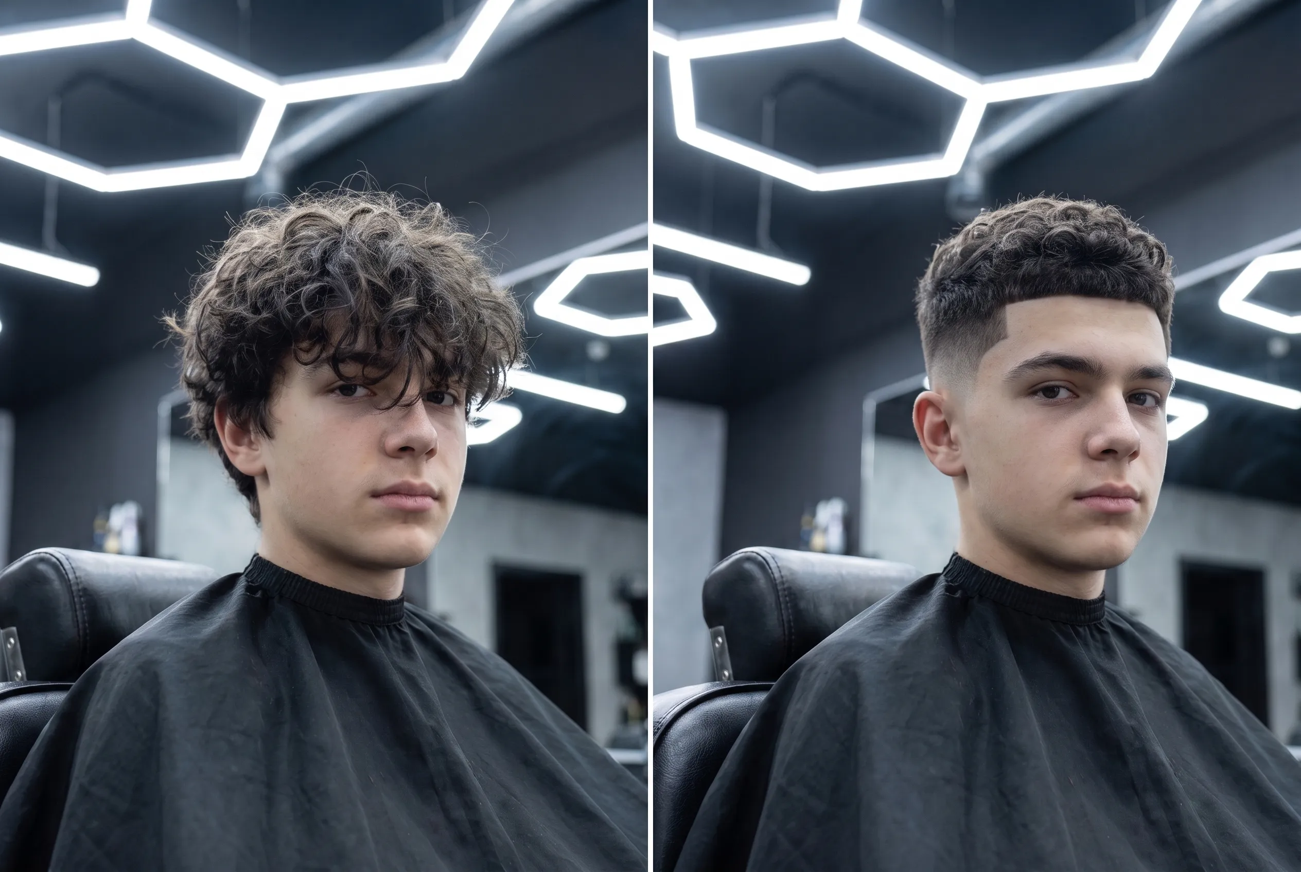 Transformare — breton creț și mid fade